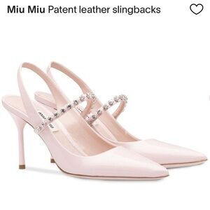 MIU MIU Leather Slingbacks With Crystals 36 Light Pink
